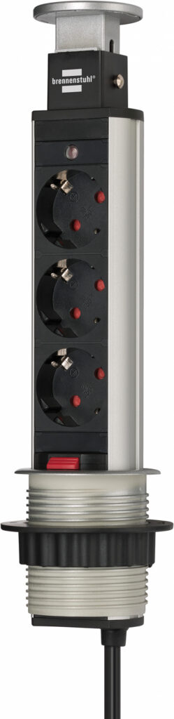 prelungitor incorporabil brennenstuhl 3 prize retractabil pentru blat de bucatarie sau birou cablu 2 m 982118